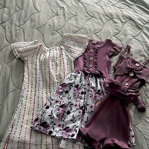 Girls bundle of 3 size 4-5 one romper and two dresses short sleeve